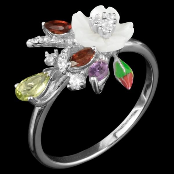 Natural Mother of Pearl Ring in Sterling Silver 925