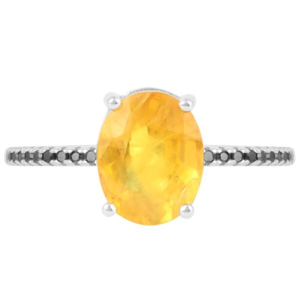 Unheated Natural 7.5x6mm Yellow Sapphire Ring in Sterling Silver 925 - Image 2