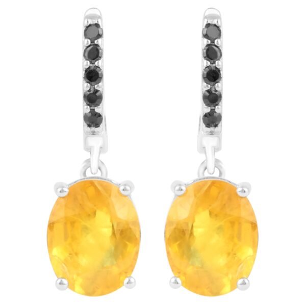 Unheated Natural 7.5x6mm Yellow Sapphire Earring in Sterling Silver 925
