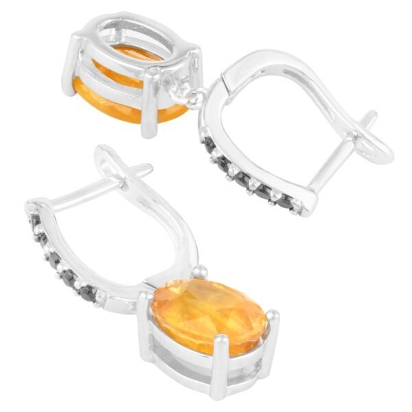 Unheated Natural 7.5x6mm Yellow Sapphire Earring in Sterling Silver 925 - Image 2