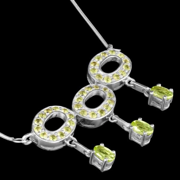 Unheated Natural Peridot Necklace in Sterling Silver 925 - Image 2
