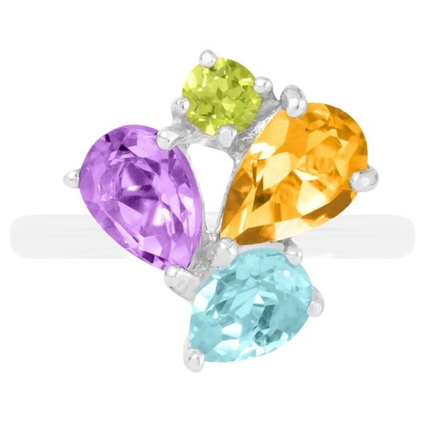Natural Multi Gemstone Ring in Sterling Silver 925 - Image 2