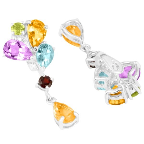 Natural Multi Gemstone Earring in Sterling Silver 925 - Image 2